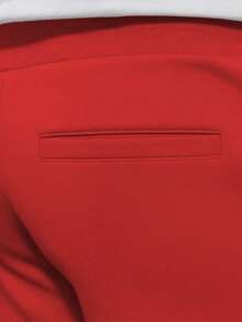 Mens Casual Solid Stacked Track Pants Zipper Pockets Polyester Spandex - Đỏ - Xem 3