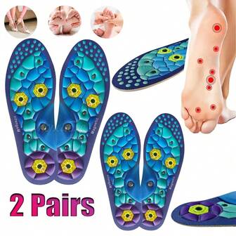 2 Pairs Acupressure Insoles, Foot Massage Insoles, Arch Support Insoles, Comfortable Walking Insoles, Customizable For All Shoes, Unisex Insole Accessories Suitable For Sports, Walking, Running, Fitness, Yoga, Etc.