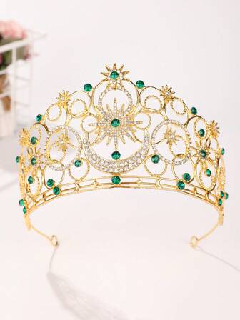 1pc Crystal Crown, Suitable For Women, Bridal Crystal Tiara, Royal Queen Crown, Princess Headpiece For Wedding, Prom, Birthday Party, Coronas, Costume Crown