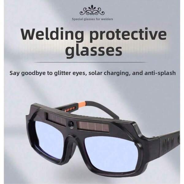 1pc 2025 New Lightweight & Comfortable Auto-Darkening Welding Goggles (10*5*5cm), Quality PC Lens, Silicone Temples, Professional Industrial Style, Classic/Vivid Colors, Square 3D Shape, 0.1s Fast Darkening, Anti-Splash Design, Adjustable Temples, High-Efficiency Eye Protection, Anti-Glare, Impact Resistant, Suitable For Various Welding Operations, Covering Auto-Darkening Welding Goggles, Welding Safety Glasses, Anti-Glare Welding Goggles, Lightweight Welding Eye Protection.