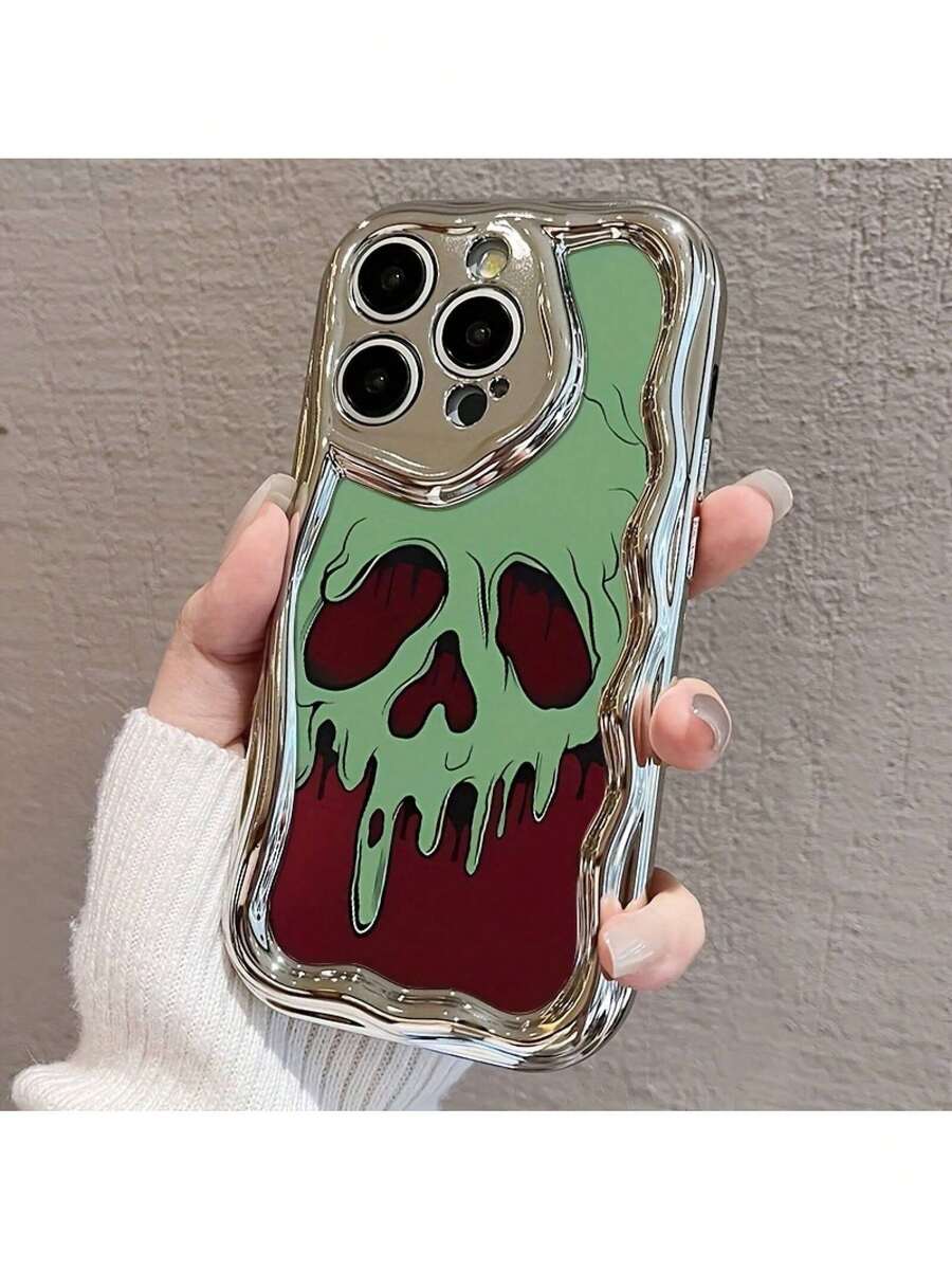 Custodia per telefono completamente antiurto e resistente agli urti, con design a teschio fuso, adatta per le serie 16, 15, 14, 13, 12, 11 e XS, dotata di tecnologia di elettrodeposizione avanzata per una migliore protezione.