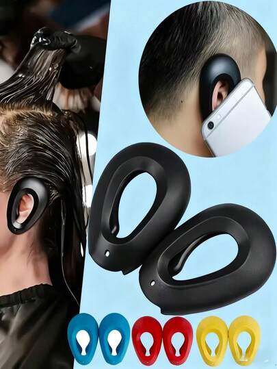 Paraorecchie da salone - Coperture protettive con fori per le orecchie progettate per proteggere i capelli durante la colorazione, la permanente e il taglio, disponibili in nero, rosso, blu e giallo. Adatti sia per i saloni professionali che per l'uso domestico., Capelli, Viaggio, Prodotti per capelli, Strumenti per capelli, Accessori per capelli, Barbiere, Accessori da barbiere, Barbiere, Attrezzature per parrucchieri