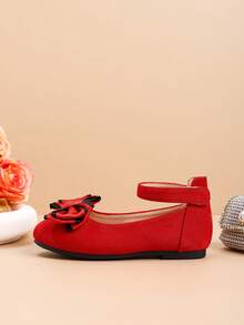 1 Pair Fashionable Girls' Bow Accent Children's Shoes, Autumn/Winter