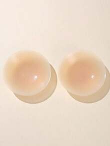 1 Pair Large 5.12"/13cm Silicone Invisible Nipple Cover Breast Pasties, Breathable Silicone Bra Lift Tape For Strapless Dress, Summer Lightweight - 膚色 - 查看 3