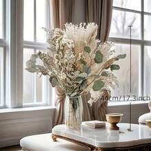 45pcs Luxury Bohemian Style Rattan Flower Set - Realistic Faux Wooden Plants Decor, Suitable For Living Room, Bedroom, Wedding, Cafe And Various Festivals - Adds Rustic Charm And Cozy Ambiance To Any Space