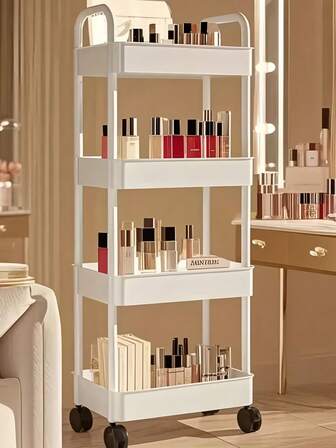 3-Tier Rolling Utility Cart With Handle - Multi-Functional Storage Organizer On Wheels For Kitchen, Office, Living Room - Durable Plastic, White, Kitchen Storage Cart, Versatile Room Organizer, Sleek Design, Easygrip Handles,Gifts For Women,Christmas Gifts,Gift Ideas For Women