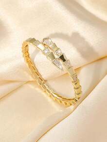 A Snake-Shaped Full Diamond Bracelet Ring Rose Gold Inlaid Diamond Snake Bone Bracelet Suitable For Parties Banquets Valentine's Day Christmas Gift 520 - 8 - Xem 10