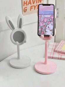 5/2/1个可爱卡通兔子可调节可折叠ABS塑料白色扁平手机/平板电脑支架，适用于婚礼、生日、家居装饰、房间装饰、办公室装饰、返校季，兼容、安卓手机，是生日、送给家人、朋友的绝佳礼物，在家解放双手