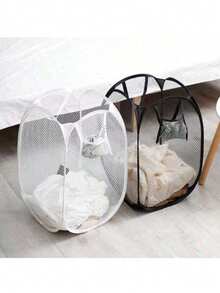 2Pcs/1pc Household Foldable Dirty Clothes Basket, Clothes Storage Basket ,Dirty Clothes Basket Barrel Laundry Basket Bathroom Dirty Clothes Storage Basket New Type Laundry Basket Foldable Popup Net Basket Dirty Clothes Basket With Handlelaundry Hamper,Washing Basketbathroom Organizer,Basket,Storage Basket,Foldable Laundry Basket