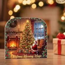 1 قطعة ديكور عيد الميلاد مسطح ثنائي الأبعاد من الأكريليك - تصميم رجل الثلج والشجرة مع قبعة حمراء ، نمط هدية - نص "عيد ميلاد سعيد" - ديكور طاولة ، وسيلة مركزية للحفلات - للاستخدام المنزلي والمكتبي - مادة أكريليك ، شكل قلب احتفالي ، ألوان زاهية ، ديكور منزلي مسطح ثنائي الأبعاد لعيد الميلاد