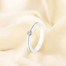 6mm White/Black Ceramic Rings Plus Cubic Zirconia For Women Comfort Fit Engagement Wedding Band Size 5-122025 - 4mm Line White+Silver - View 11