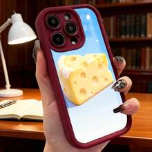 Cubierta de teléfono con diseño de queso suizo amarillo, estilo divertido y colorido, para uso diario en casa o oficina Para la colección de manzanas Galaxy s25 - Burdeos - Ver 2