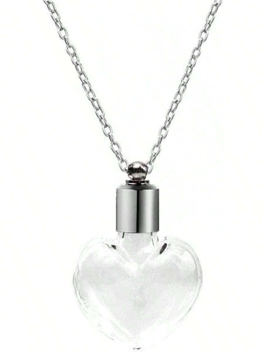 Blood Vial Necklace Stainless Steel Glass Heart Vial Perfume Bottle Cremation Urn Pendant Necklace For Women Keepsake Memorial Jewelry2025 - 6 - 查看 1