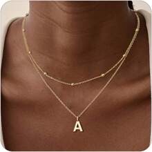 Initial Necklaces For Women 14k Gold Plated Dainty Layered A-Z Letter Pendant Necklaces For Women  Personalized Name Necklace Gold Jewelry Gifts Fashion Accessories2025 - l - 查看 9