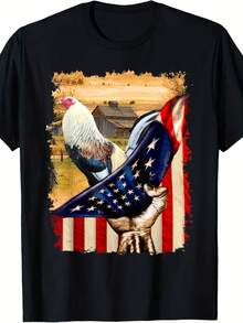 Rooster Shirt US Flag  Fight T-Shirt - 款式24 - 查看 1