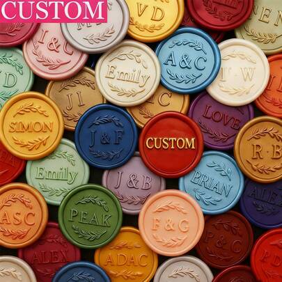 42 Color Options! 200pcs/Pack Customized Wedding Wax Seal Stickers - Self-Adhesive Letter Combination Wax Seal Stickers, Personalized Initial Wax Seal Stickers, Suitable For Invitations, Envelopes