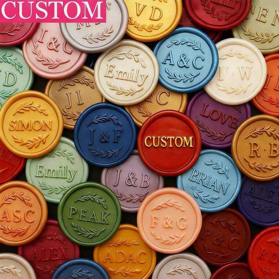 42 lựa chọn màu sắc! 200 miếng/gói - Tem niêm phong sáp cưới tùy chỉnh - Tem niêm phong sáp tự dính kết hợp chữ cái, tem niêm phong sáp chữ cái đầu cá nhân hóa, thích hợp cho thiệp mời, phong bì.