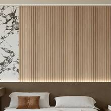 Wood Grain Slat 3D Wall Panel, 15.75"X118" Peel And Stick PVC Wall Sticker For Ceiling, Thickened Moisture Resistant Removable Wallpaper Bedroom Bathroom RV Basement (Light Yellow/Grey, Cover 13Sq.Ft) - 1卷 - 查看 9