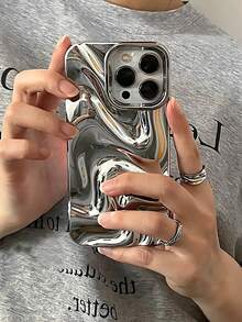 优质 3D 波浪电镀银色手机壳适用于 17 Pro Max/17 Pro/17 Air/17/16 Pro Max/16/16 Pro/16 Plus/15/15 Pro Max/15 Pro/15 Plus/11/12/13/14 Pro Max/11 Pro/11 Pro Max/12 Pro/12 Pro Max/13 Pro/13 Pro Max/14 Pro/14 Pro Max/14 Plus，简约创意软壳 - 高級電鍍銀色 - 查看 4