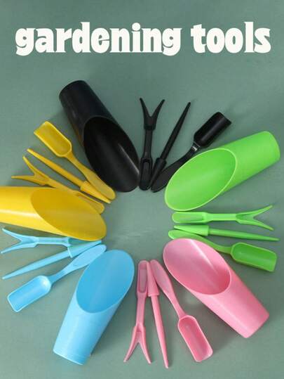 4 Stücke Set, Sukkulenten Gartenwerkzeug-Set, rosa, blau und grün Kunststoff Mini Pflanzenpflege-Set, kompaktes Pflanzwerkzeug für den Innen- und Außenbereich, 1 Packung, langanhaltend, 6.1 Inches hoch, Basis 1.77 Inches, Garten, Gärtnern, Gartengeräte, Gartenausstattung Outdoor, Werkzeuge