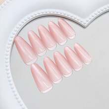 Simple, Gentle, Sweet, Clear Peach Pink Cat Eye Fashion All-Match Whitening Ins European And American Style Nail Art 30 Pieces - A - Xem 4