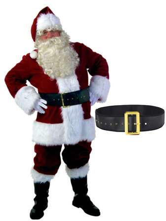 حزام خصر لحفلة العطلات، حزام عريض لعيد الميلاد، حزام جلدي، شريط خصر زخرفي لملابس عيد الميلاد، حزام سميك لسانتا كلوز للرجال، مناسب أيضًا للارتداء اليومي