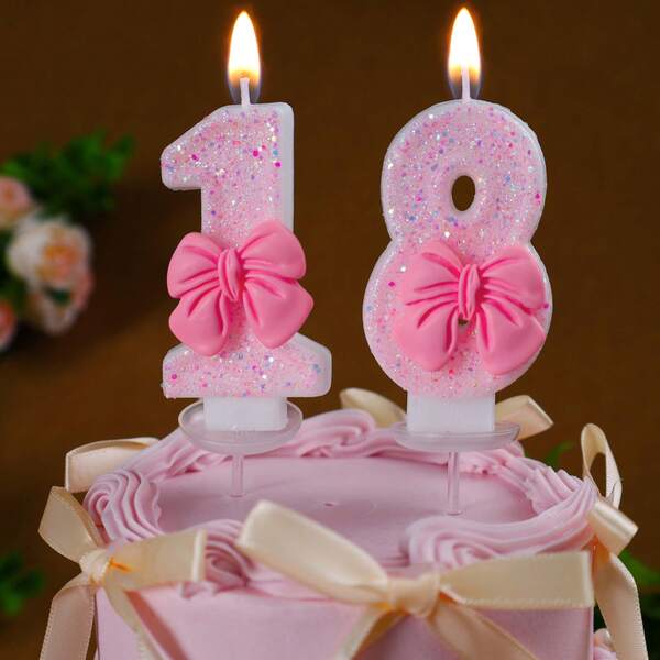 1 Stück rosa glitzernde Geburtstagkerze Nummer 0-9, kreative Schleifen Dekoration, geeignet für Halloween, Weihnachten, Feier Partydekoration