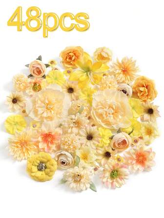 3/18/21/42 PCS Different Artificial Flower Heads Silk Flower DIY Christmas Gift Wreath Hairpin Brooch Xmas Wedding Party Home Decor