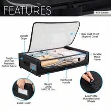 Underbed Storage Container With Wheels Space-Saving Storage For Bedroom Clear Zippered Cover With Reinforced Frame And Hidden Wheels Ideal For Storing Clothes Shoes Or Toys Set Of 2 RTA-SUB305 - 肉凍 - 查看 3
