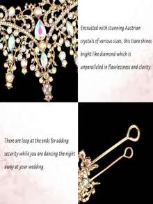 TOBATOBA AB Gold Crown For Women Wedding Tiara For Bride Queen Crown Crystal Tiaras And Crowns For Women Royal Princess Quinceanera Headpieces For Birthday Prom Pageant Halloween Cosplay Accessories - màu đen - Xem 7