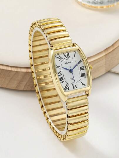XAPWV Vintage Roman Scale Elastic Ladies Quartz Wrist Watch, view 3