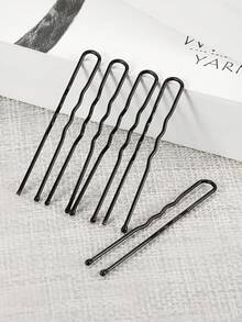 100个黑色金属实心休闲U型发夹，适合女性和女孩，5/6/7厘米波浪法式发夹，可用于盘发和发髻，防滑发夹，适用于所有发质，适合日常使用和发型设计，发夹，发卡，发饰，头部饰品，女士发饰，发卡 - 黑色 - 查看 4