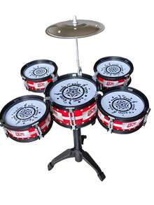 3/5件套儿童爵士鼓入门级可调节打击乐器教育玩具，适合3-12岁男孩女孩，礼品 - 彩色 - 查看 14