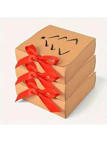 10/20pcs Set Kraft Paper Gift Boxes With Ribbons, Suitable For Christmas, New Year, Birthday, Wedding And Other Occasions - Multicolor - View 4