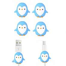 4 sztuki uroczych, przenośnych osłon na kable danych w kształcie pingwina - Niebieski - Zobacz 7