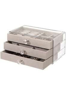 三层透明PET首饰收纳盒，耳环项链戒指展示整理盒 - 彩色 - 查看 2