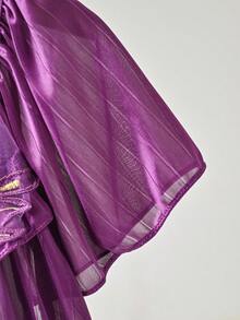 2-Pack Sexy V-Neck Short-Sleeved Pajamas, Spring And Summer Women's Pajamas, Women's Lingerie Sleepwear, Lace Trim, Semi-Transparent Polyester Fiber - Light Purple And Pink, Ruffled, Machine Washable - Tím đậm + Xanh hoàng gia - Xem 5