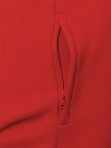 Mens Casual Solid Stacked Track Pants Zipper Pockets Polyester Spandex - Đỏ - Xem 4