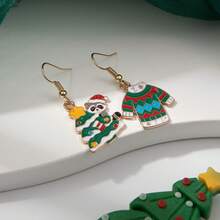 New Asymmetric Christmas Snowflake Bell Earrings, Fresh And Sweet Cartoon Drip Oil Reindeer And Bear Earrings, Holiday Jewelry For Women