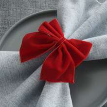 6-teiliges Set – Weihnachtsschleifen-Servietten – Flanell-Reifen – Festliche Serviettenschnallen – Rot – Serviettenringe