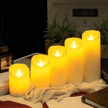 Bougies sans flamme à LED fonctionnant sur piles, bougies vacillantes avec une lumière chaude, bougies de cire réalistes pour la décoration de la maison, les mariages, les fêtes et les festivals - Ivoire - Voir 3