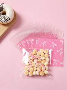 50/100 Stücke rosa Schleifenmuster Süßigkeiten Selbstversiegelungsbeutel, Geschenktüten, Geschenkverpackungstüten, Snackbeutel, Verpackungstüten, rosa Schleifen Party Dekorationen, Baby Shower Dekorationen, Snack Schokoladen Keks Backtüten, Donut Tüten, Brautparty Gastgeschenke, Gender Reveal Party Zubehör, 1. Geburtstags Party Dekorationen, Baby Mädchen Party Zubehör, Prinzessin Themen Party Zubehör, Baby Mädchen Geschenke - Rosa Schleife - Übersicht 8