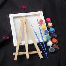 Set de 5 mini-șevalet, inclusiv pânză întinsă, paletă, pixuri, șevalet, 6 culori de vopsele pentru șevalet din lemn, pânză amorsată pentru pictură, turnare acrilică, pictură în ulei și medii de artă umede, mini accesorii DIY pentru decorarea casei, cadou de ziua de naștere, cadou de Ziua Mamei, cadou de Paște, cadou de schimb pentru sezonul absolvirii, cadou de Crăciun