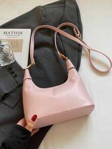 Nuevo bolso de moda de unicolor Joker de tela impermeable de PU, con diseño de decoración de patrón de letras, apertura y cierre con cremallera, bolsos cuadrados, bolsos burdeos, con diseño de decoración de colgante, se puede colgar, adecuado para ir de compras.