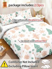 2/3-teiliges Weihnachts-Bettwäsche-Set (1 Bettbezug und 1/2 Kissenbezüge ohne Füllung) - atmungsaktiv, weiche Polyester-Bettwäsche mit Reißverschluss, digitaldruck, Schneemann, Weihnachtsmann, Weihnachtsbaum, Weihnachts-Hirsch, Ganzjahreskomfort - beinhaltet Bettbezug und Kissenbezüge