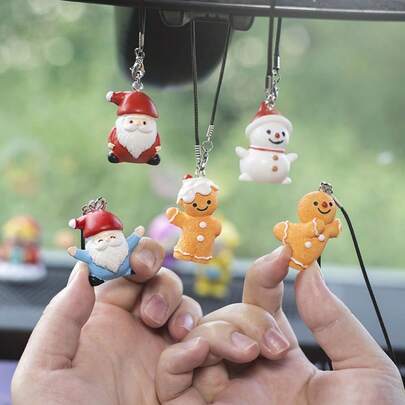 Car Rearview Mirror Hanging Decor, Cute Christmas Tree Gift, Creative Car Pendant, Santa Claus