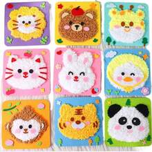 DIY布艺缝纫套装，9件套卡通动物贴纸布艺刺绣娃娃，适合艺术和手工艺缝纫项目。玩具缝纫套装。 - 彩色 - 查看 1