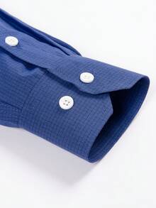 Rand paul Men's Plaid Shirt In Jacquard Fabric With 40% Cotton - 藏蓝色 - 查看 5