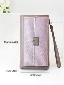 MINGYOU Fashionable Soft Material High-End Embroidered Portable Casual Women Zipper Phone Wallet, Suitable For Shopping, Travel, Coin Purse, Long Card Holder - Mauve Purple - View 6