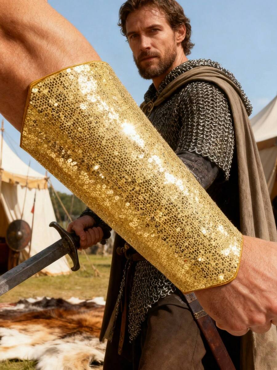 2pcs Medieval Retro Style Adjustable PU Leather Wristband Arm Guard With Strap, Viking Wrist Protector For Cosplay Costume Accessories